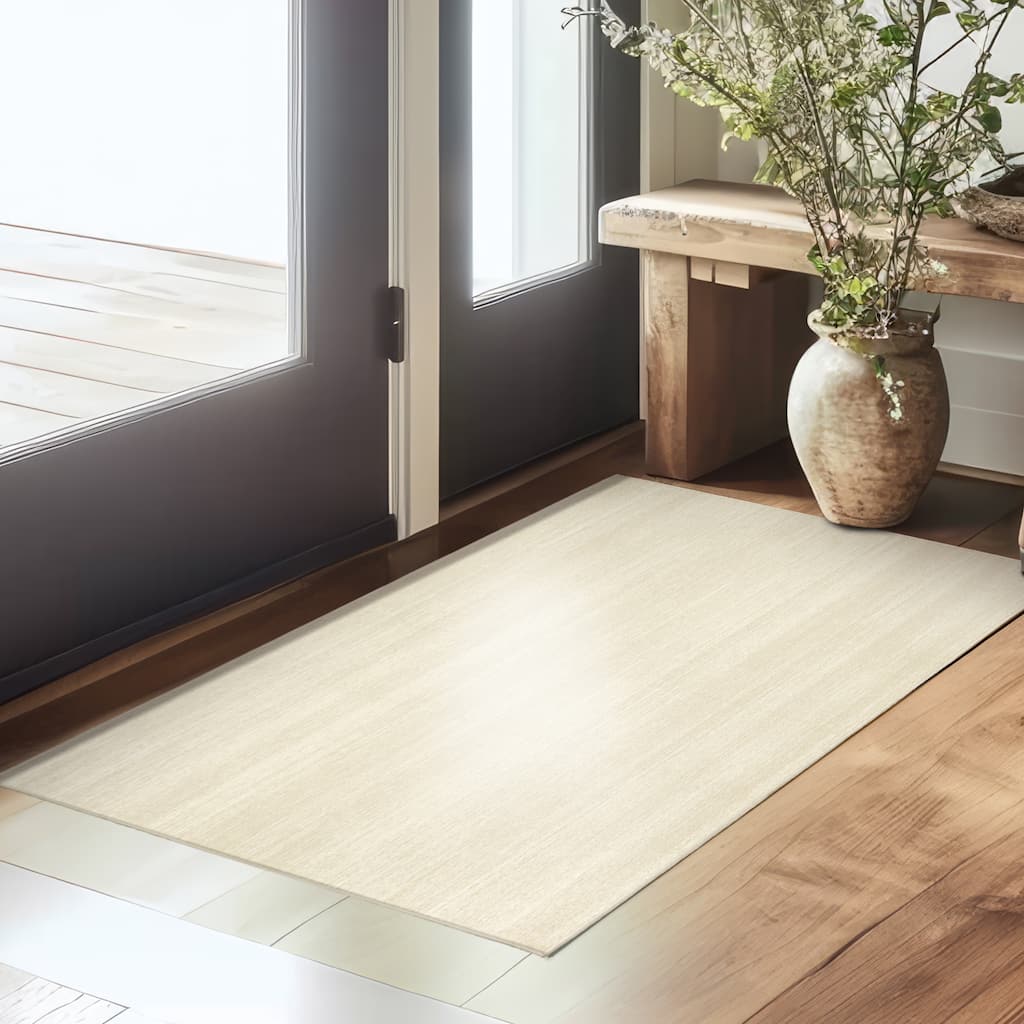 My Magic Carpet Machine Washable Area Rug Solid Cream