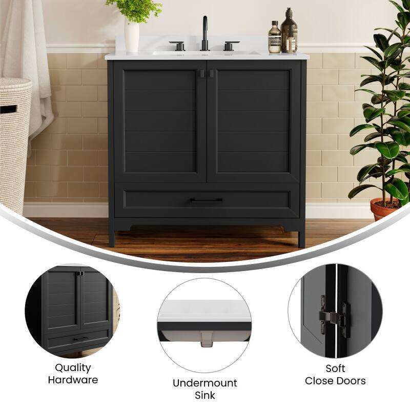Bathroom Vanity with Undermount Sink, Cabinet, and Drawer