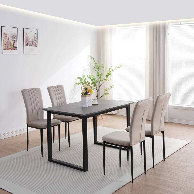 16.1" Velvet Upholstered Chairs with Metal Legs, Set of 4