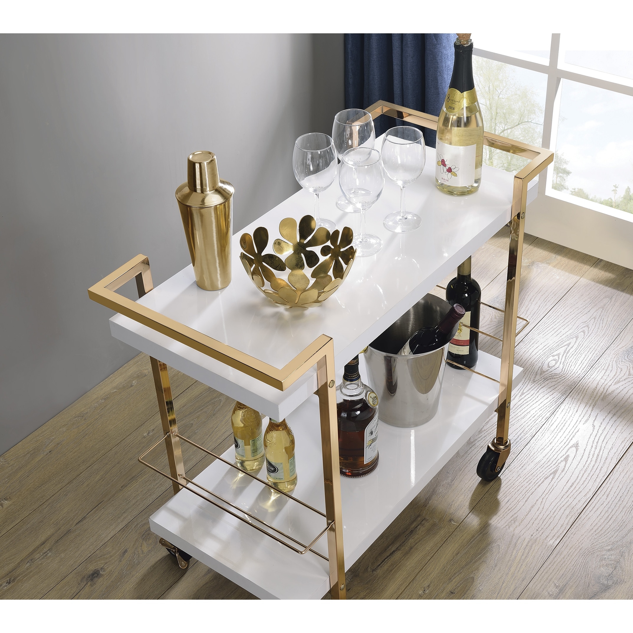 Alios Serving Cart with Gold Frame - On Sale - Overstock - 34470251