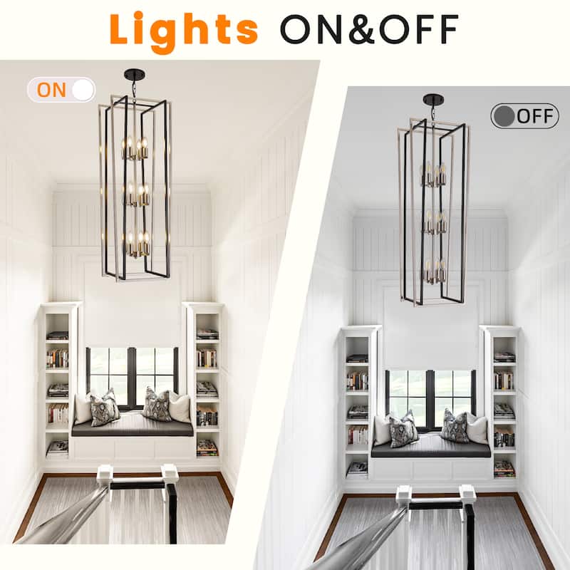 Modern Rectangle Chandelier Lantern Pendant Light Fixture