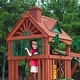 preview thumbnail 2 of 19, Gorilla Playsets Nantucket II Wood Swing Set with Wave Slide - Redwood - 15.5 ft W x 13 ft D x 10.5 ft H