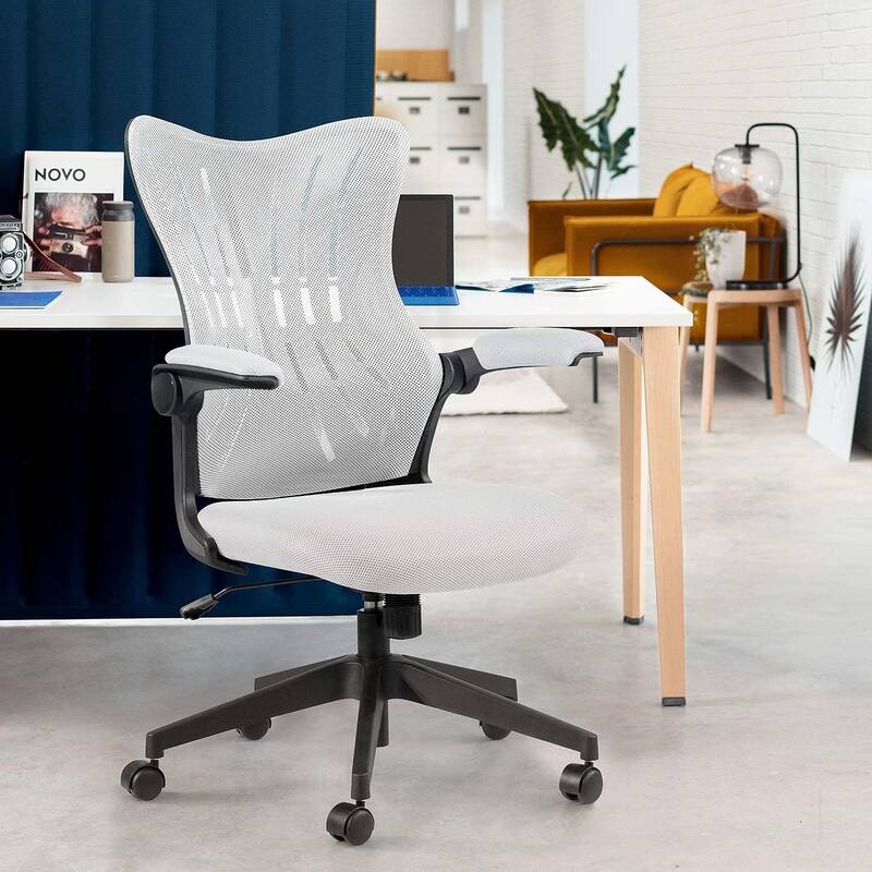 Homall Mid Back Mesh Office Desk Chair - Swivel Task Chair with Flip Arms and Lumbar Support