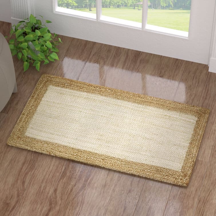 Jute Hand Braided Zigzag Stitch Natural Fibers Farmhouse Style Area Rug