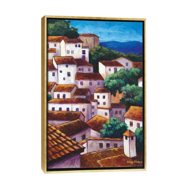 iCanvas "Spanish Village" by Candy Mayer Framed Canvas Print - Gold - 26x18