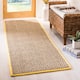 SAFAVIEH Natural Fiber Marina Basketweave Seagrass Rug - 2'6" x 6' Runner - Natural/Gold
