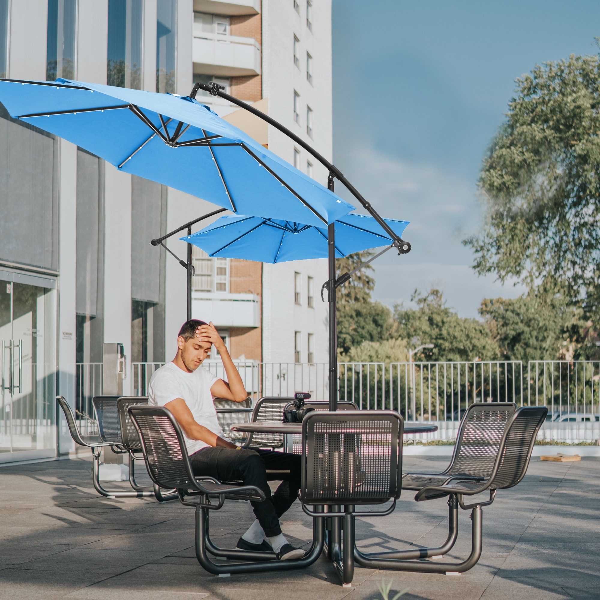 10ft solar led lighted patio discount umbrella
