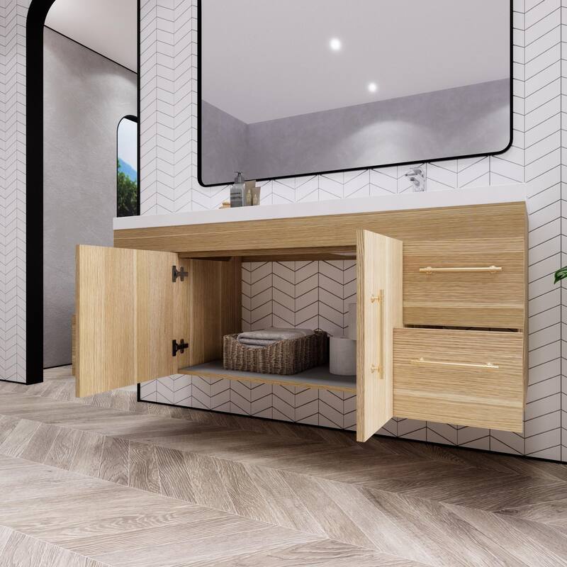 Eliza 60'' Wall Mounted Vanity with Single Sink on the Right