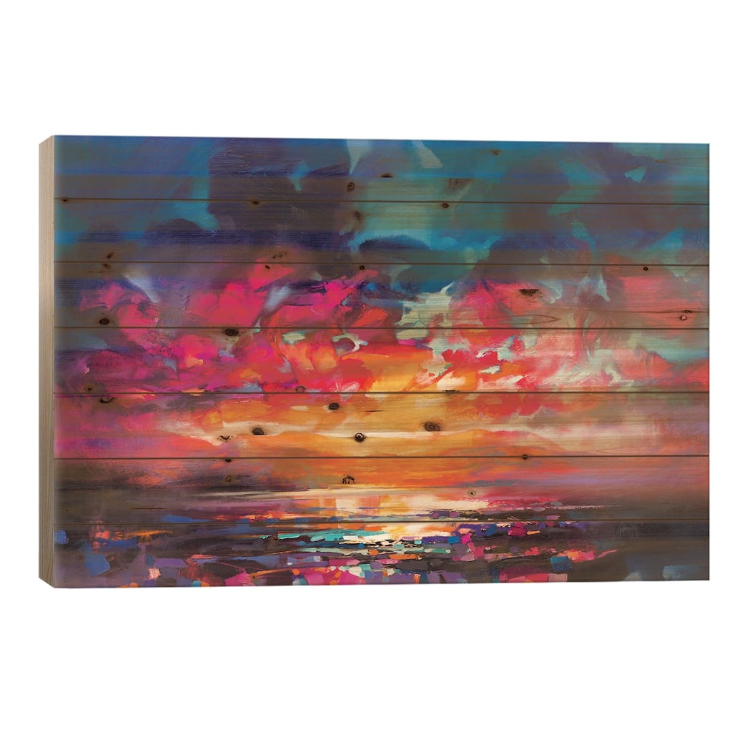 Liquid Light V Print On Wood by Scott Naismith - Multi-Color