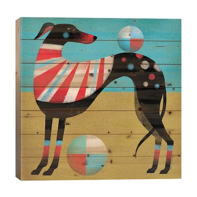 Race Dog Print On Wood by Terry Runyan - Multi-Color