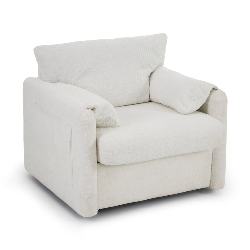 Swivel Accent Chair Single Seater - 360° Rotating Lounge Chair with Chenille Fabric & High-Resilience Cushion