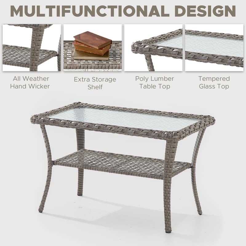 Patio Wicker Side Table Outdoor