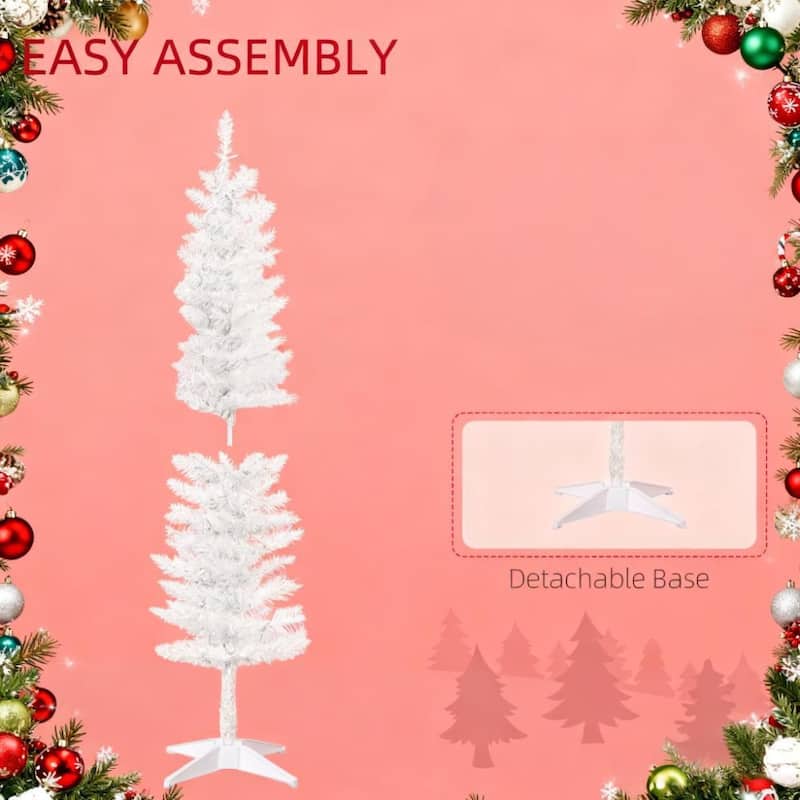 5FT Intdoor Pencil Artificial Christmas Tree with Colorful LED Lights