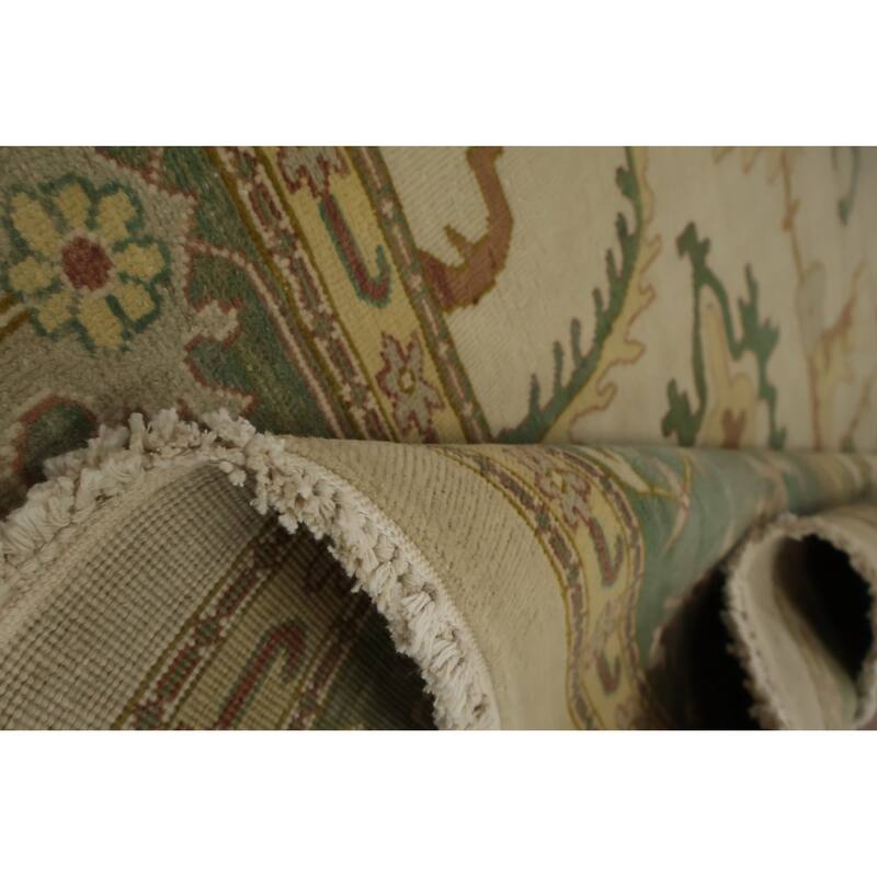 Hand Knotted Oriental 100% Wool Carpet Traditional All-Over Beige & Ivories Ziegler Area Rug - 12' 1'' X 12' 0''