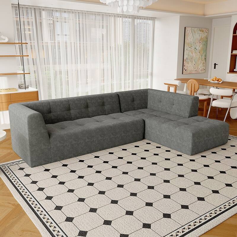 112.2" Modular L-Shaped Sofa, 2-Piece Modern Minimalist Design - Grey