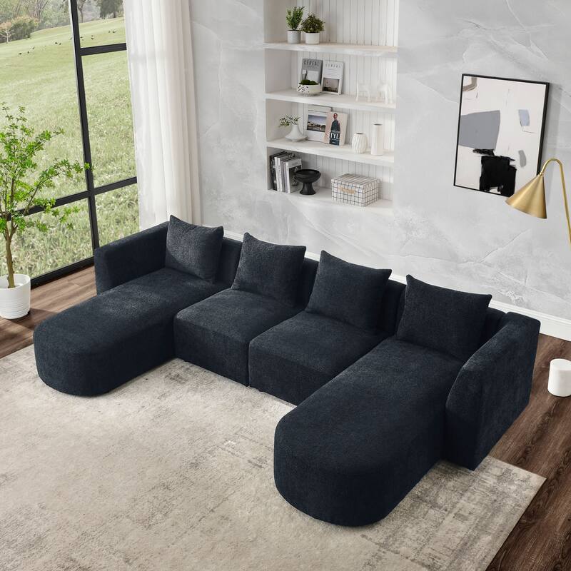U Shape Sectional Sofa including Two Single Seats and Two Chaises