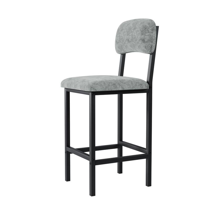 Kitchen Dining Table Chair Set, 3 Piece Counter Height Table Set with Storage Shelves and 2 Upholstered Chairs