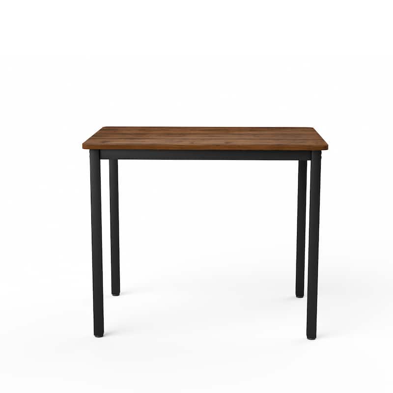 Anmytek Industrial 3 Piece Dining Set Walnut Wood Table with 2 Chairs Space Saving Breakfast Bar for Kitchen and Small Spaces