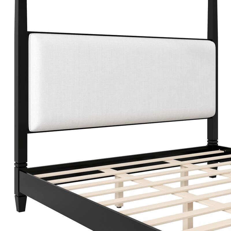 Canopy Platform Bed with Upholstered Headboard by Harper&Bright Designs