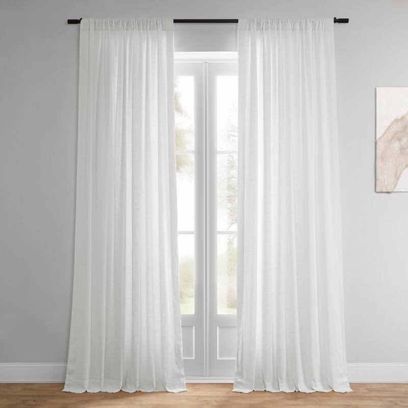Exclusive Fabrics Summer Solid Linen Blend Rod Pocket Light Filtering Curtains For Bedroom & Living Room Curtains (2 Panels)
