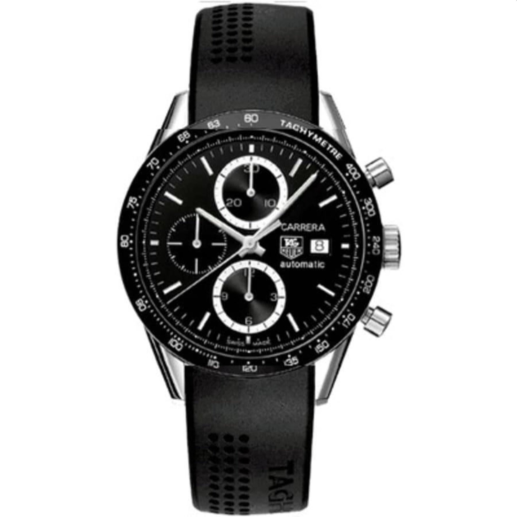 Tag Heuer Men's 'Carrera' Chronograph Black Rubber Watch - Overstock -  31674364