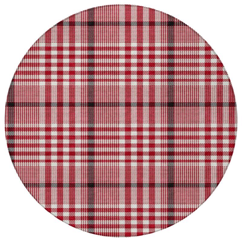 HomeRoots Plaid Transitional Rectangle Outdoor Rug