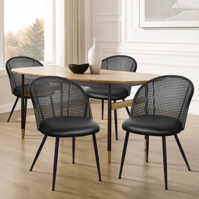 Modern Upholstered Rattan Dining Chairs Set of 2/4