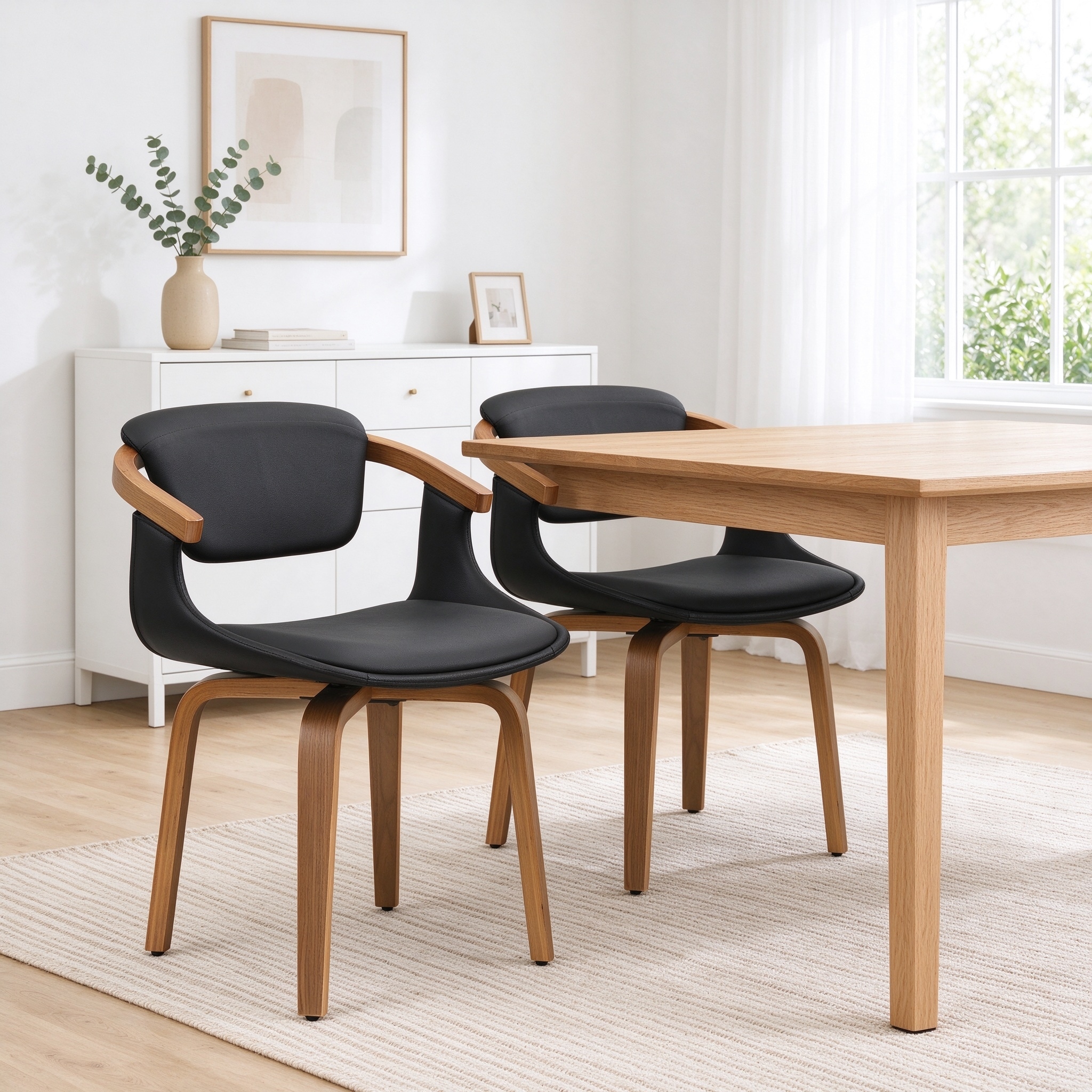 Art Leon Mid-century Modern Swivel Upholstered Dining Chair with Wood Frame