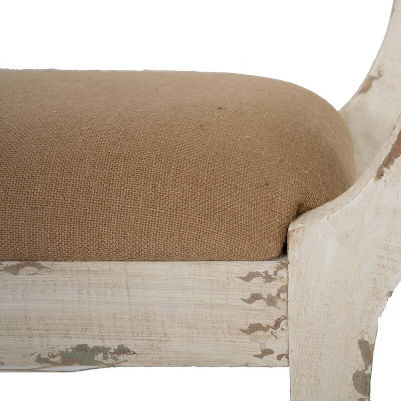 Farmhouse/French Country Style Vanity Chair，Wooden Bench with Cushion