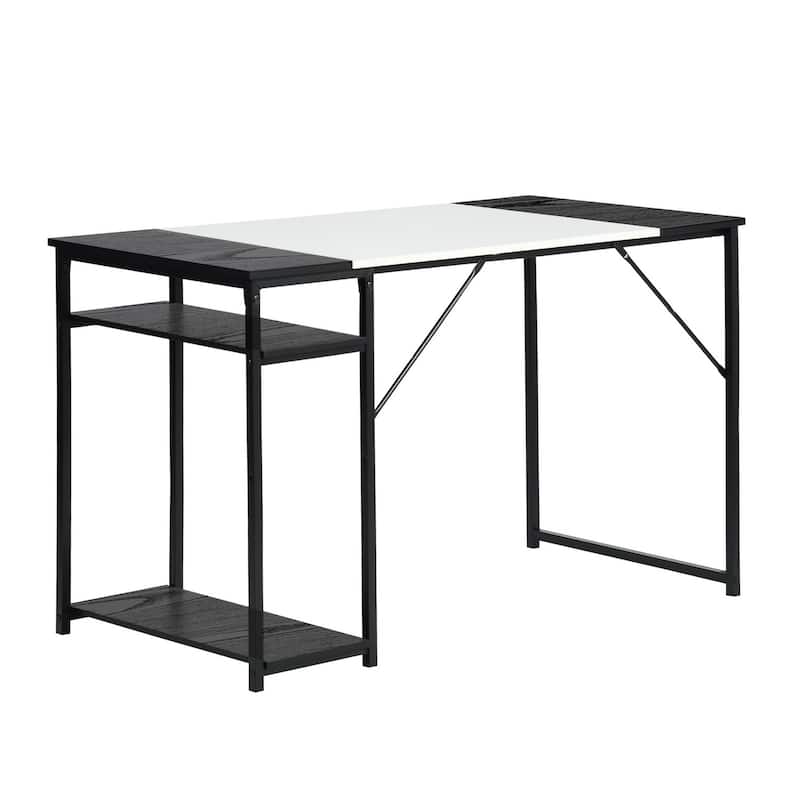 HomyLin Writing Table Home Office Desk Computer Desk for Study Working - 47.2-inch - Black/White