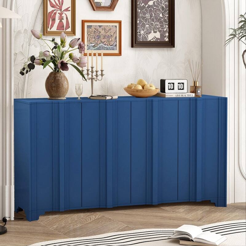59.7" Modern 4-Door Sideboard with Luxurious Pine Veneer Finish