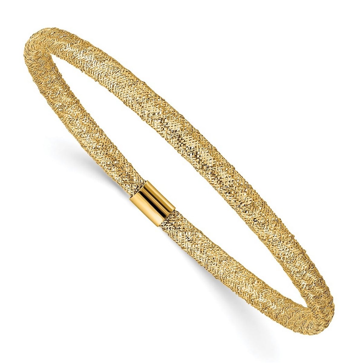 Curata 14k Yellow Gold Italian 7" 4mm Stretch Mesh Bracelet