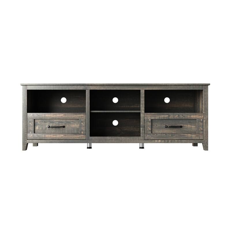 Contemporary TV Stand with 4 Open Storage Compartments and 2 Drawers, Fits 60 TVs, 70 W.