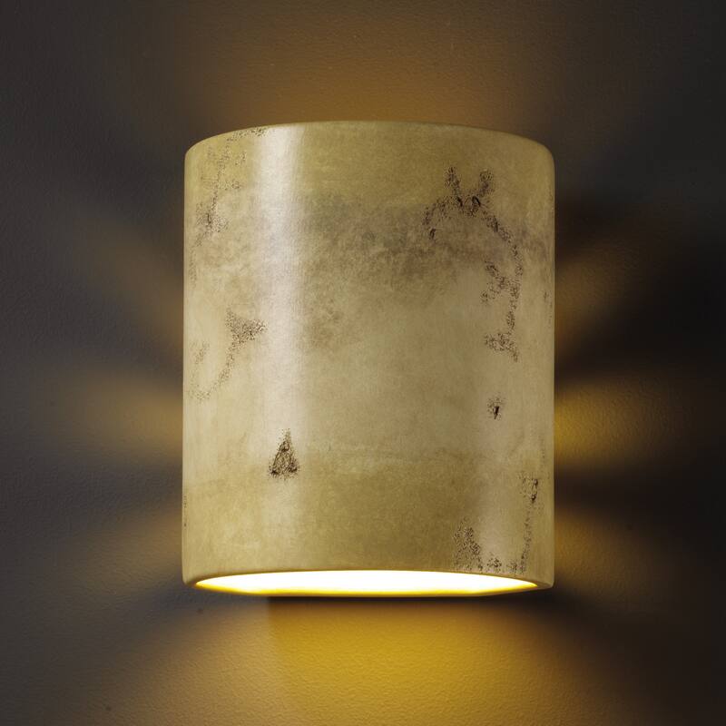 Justice Design Sun Dagger - Small Cylinder Wall Sconce - Open Top & Bottom (Outdoor) - Replaceable Bulb