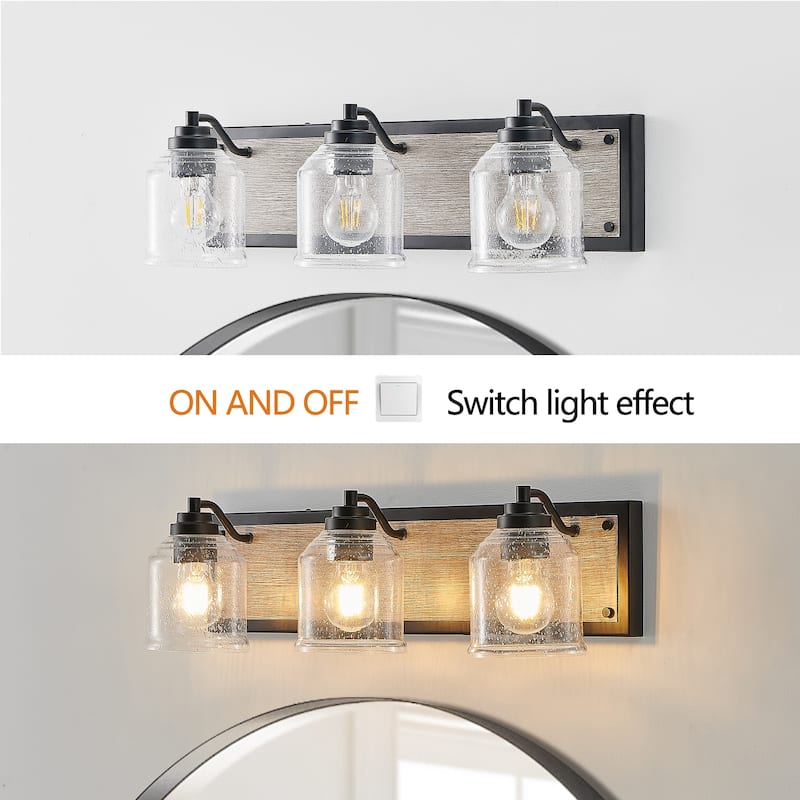 23" Farmhouse Vanity Light Fixture, 3-Light Bathroom Wall Sconce