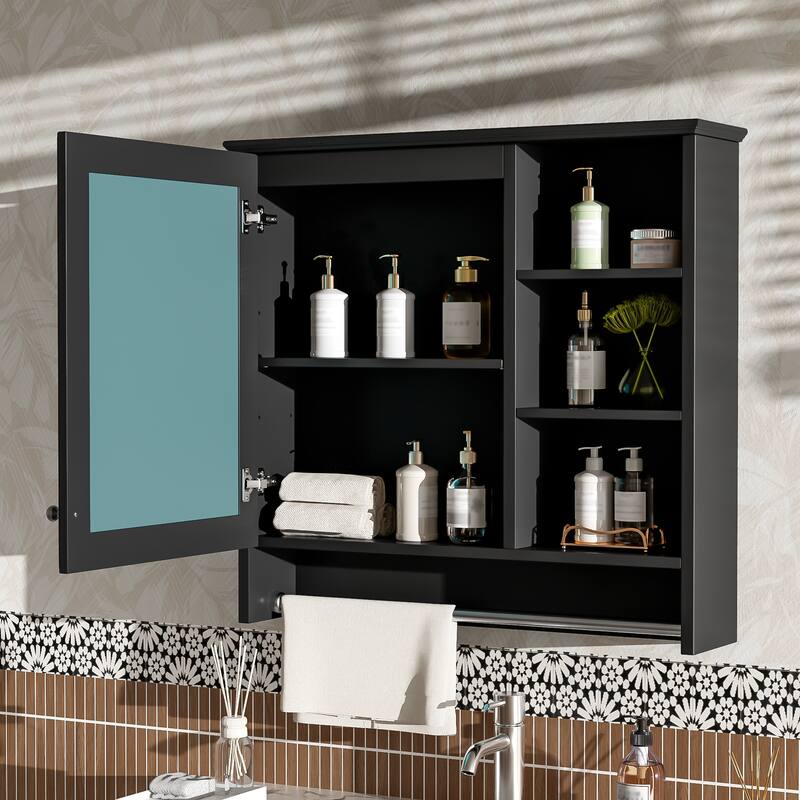 30 inch Wall-Mount 2-in-1 Mirror Cabinet with Adjustable Shelf, Soft-Closing Hinges, High-Quality MDF