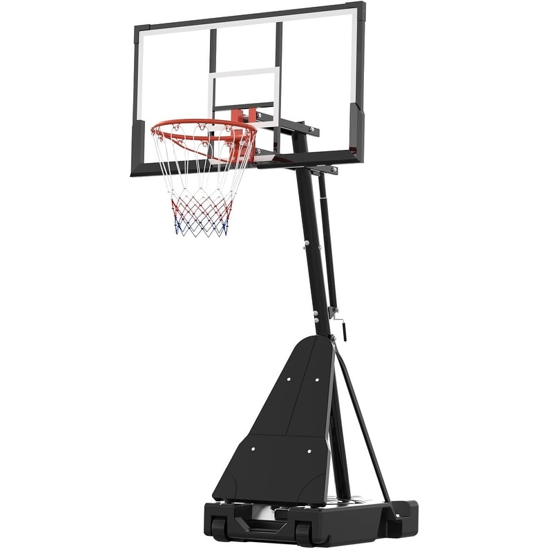 48in Portable Basketball Hoop, Adjustable Height Goal with Shatterproof Backboard for Backyard