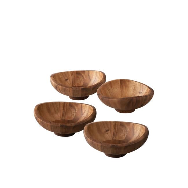 Nambe Set of 4 Butterfly Individual Acacia Wood Salad Bowls