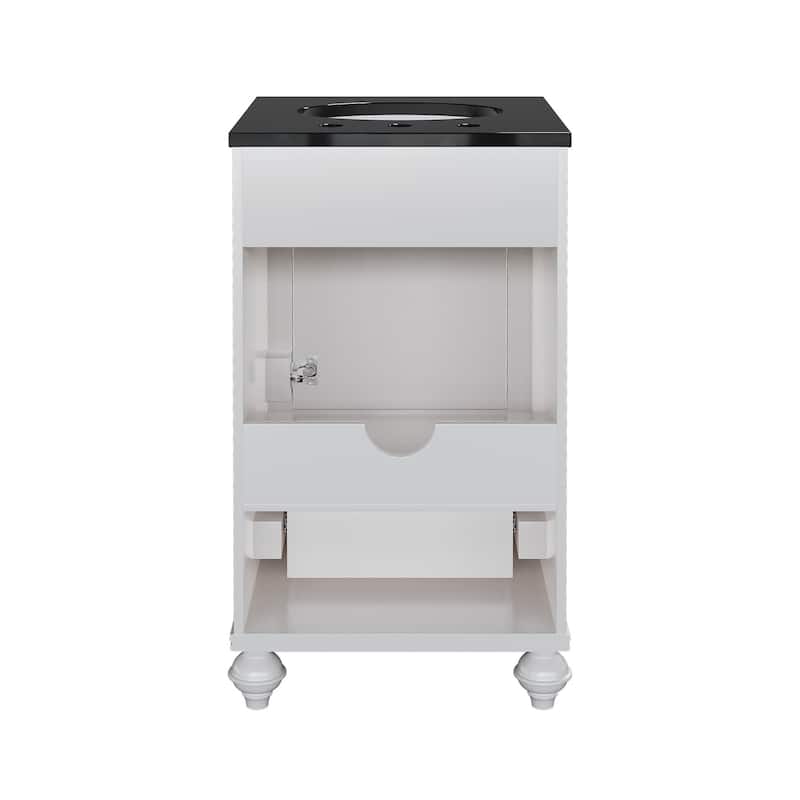 19-Inch Two-Tone Solid Wood Bathroom Vanity with Sink – Compact Space-Saving Design