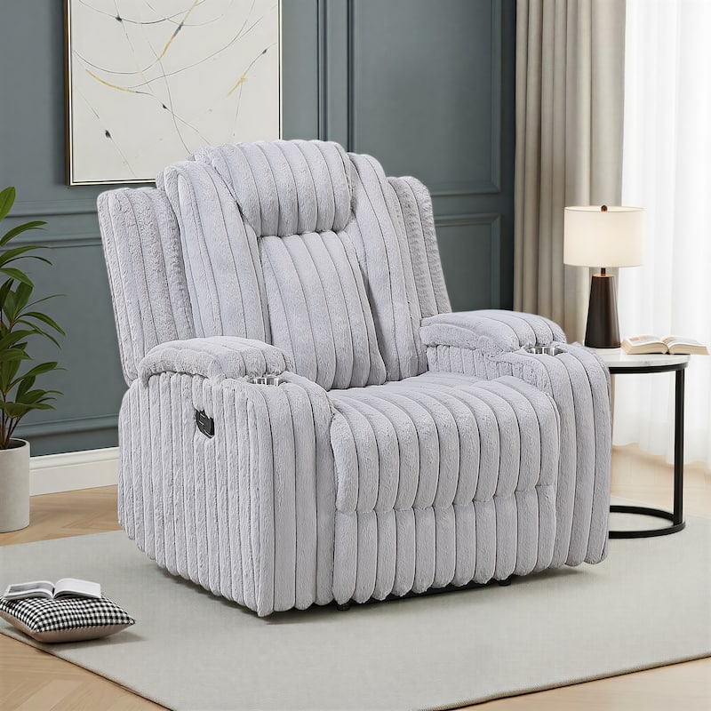 Brynda 38" Corduroy Manual Reclining Chair with Cup Holders