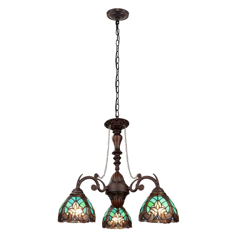 Tiffany Style Victorian Design 3-light Dark Bronze Chandelier - 21.3 High