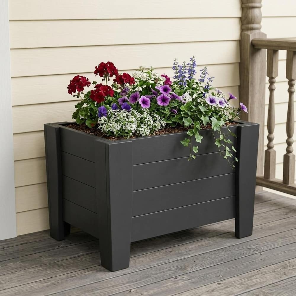 HomeRoots 20" X 24" Mahogany Heavy Duty Plastic Square Planter Box