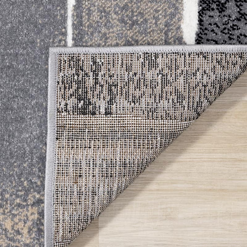 Covington Collection - Grey/Cream/Black Banded Rug