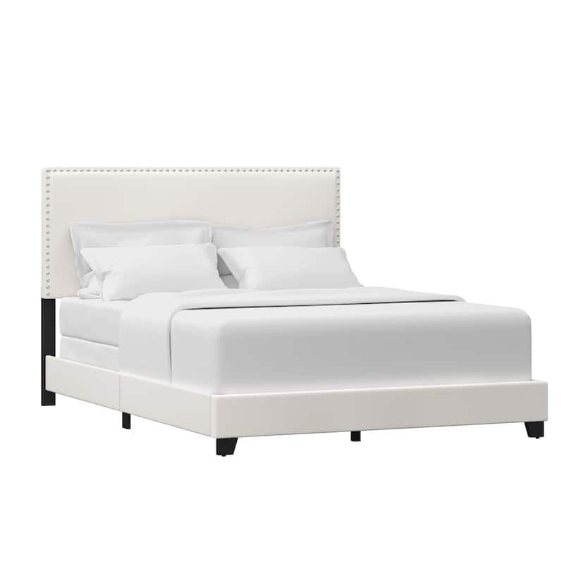 Gayle Nailhead Trim Faux Leather Upholstered Bed, by Hillsdale