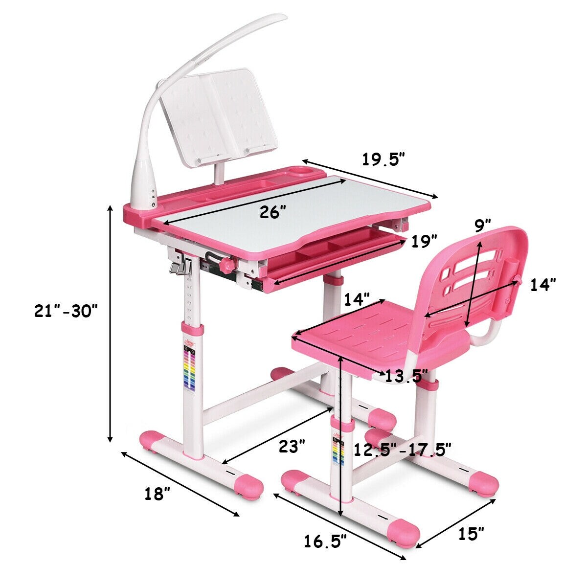 Gymax height adjustable kids desk chair set deals