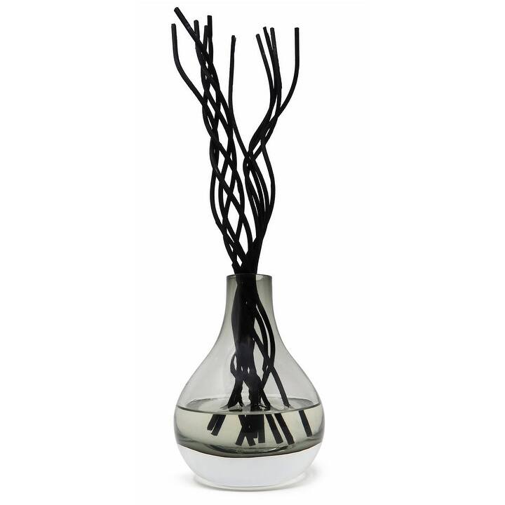 Grey Tinted Glass Diffuser with Black Curved Reeds