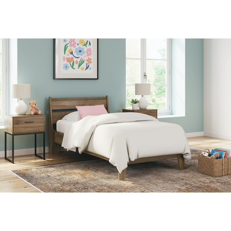 Signature Design by Ashley Deanlow Brown Platform Panel Bed - Twin