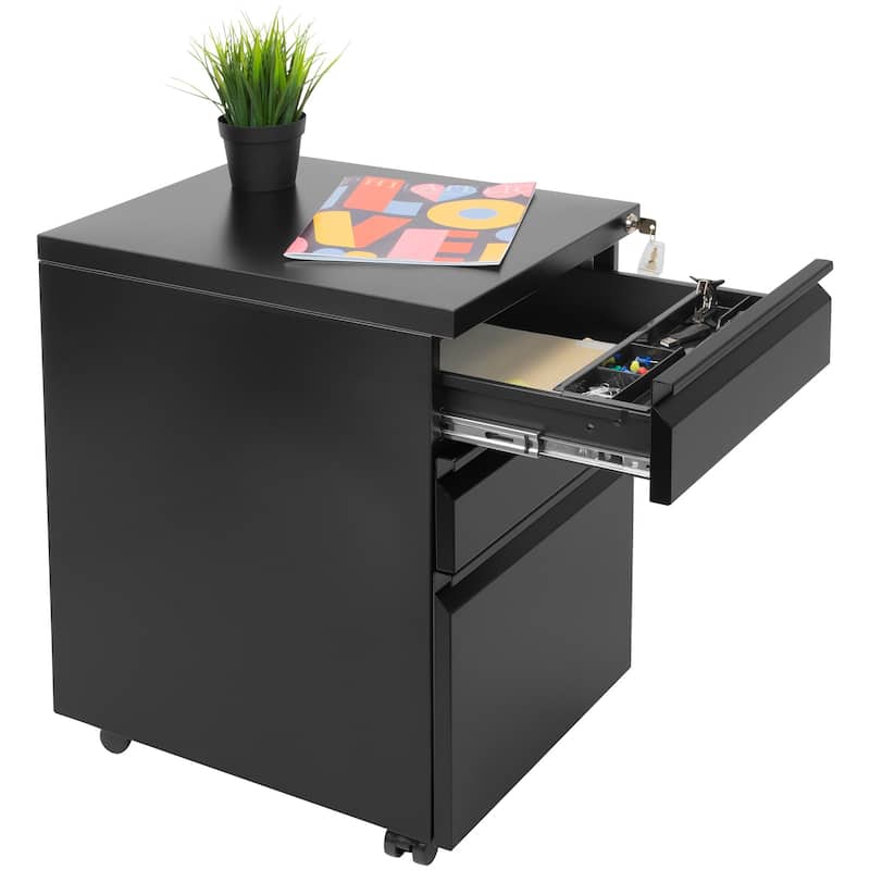 Mount-It! Mobile File Cabinet with 3 Drawers | Black