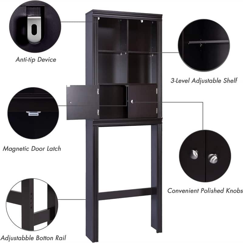 Over The Toilet Storage - 7.48"D x 23.43"W x 68.5"H