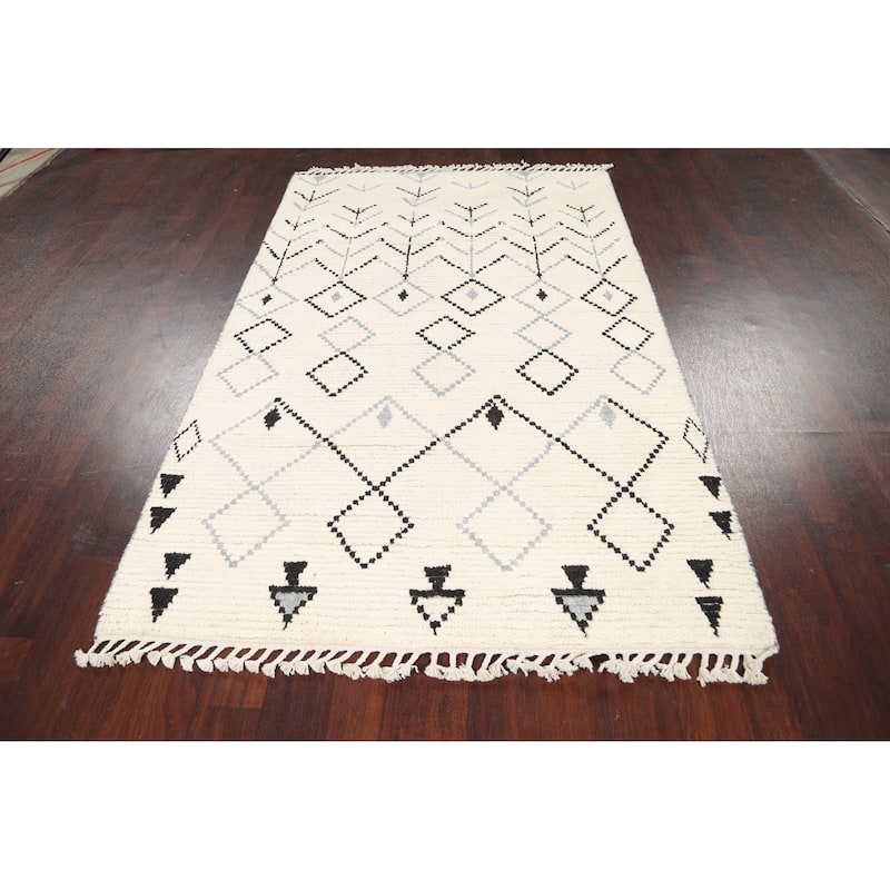 Vegetable Dye Moroccan Berber Oriental Foyer Area Rug Wool Handmade - 4'4" x 7'1"